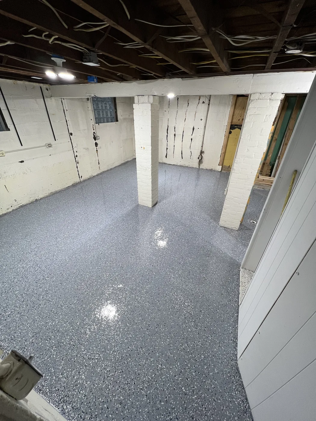 Finished decorative flake floor after concrete preparation